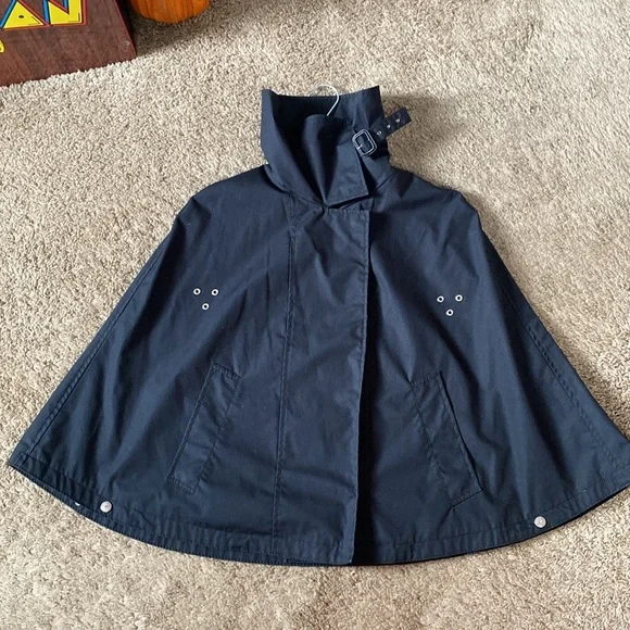 VTG 90’s Authentic BURBERRY London Black Cape Jacket Poncho Funnel Neck - Picture 7 of 15